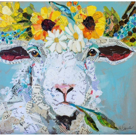 Floral Sheep II White Modern Wood Framed Art Print by St Hilaire, Elizabeth