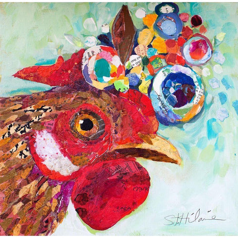 Floral Hip Chicken White Modern Wood Framed Art Print by St Hilaire, Elizabeth