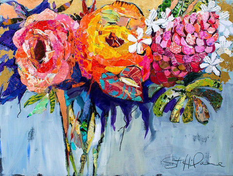 Tropical Blossoms Black Ornate Wood Framed Art Print with Double Matting by St Hilaire, Elizabeth