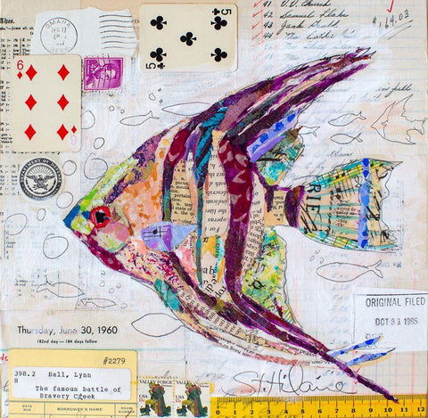 Angel Fish at Bravery Creek Black Ornate Wood Framed Art Print with Double Matting by St Hilaire, Elizabeth