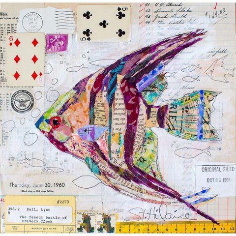 Angel Fish at Bravery Creek White Modern Wood Framed Art Print by St Hilaire, Elizabeth