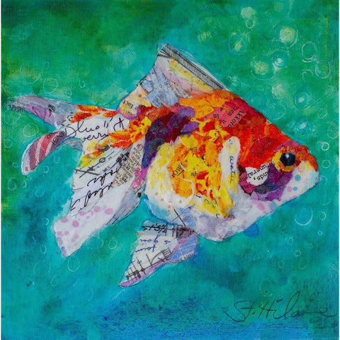 Just Keep Swimming Gold Ornate Wood Framed Art Print with Double Matting by St Hilaire, Elizabeth