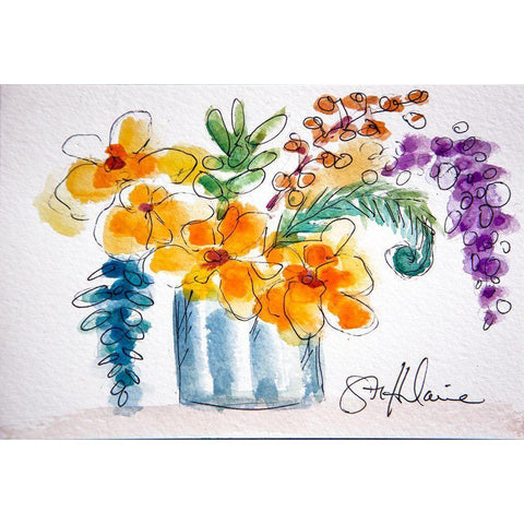 Forget Me Not White Modern Wood Framed Art Print by St Hilaire, Elizabeth