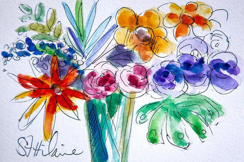 Joy White Modern Wood Framed Art Print with Double Matting by St Hilaire, Elizabeth