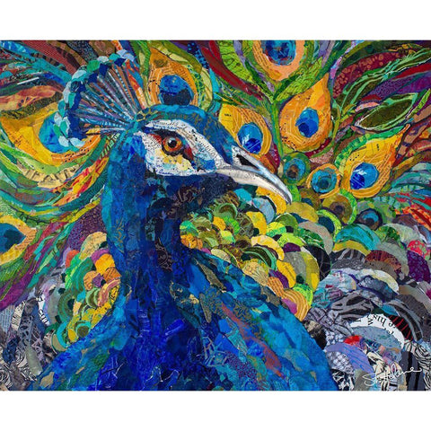 A Peacock Party White Modern Wood Framed Art Print by St Hilaire, Elizabeth