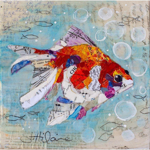 Fan Tail Goldfish Gold Ornate Wood Framed Art Print with Double Matting by St Hilaire, Elizabeth