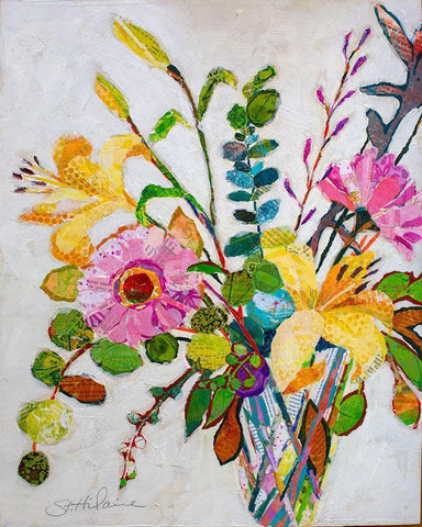 Happy Birthday White Modern Wood Framed Art Print with Double Matting by St Hilaire, Elizabeth