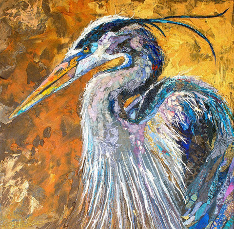 Great Blue Heron White Modern Wood Framed Art Print with Double Matting by St Hilaire, Elizabeth