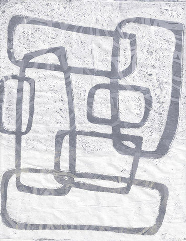 Monoprint III White Modern Wood Framed Art Print with Double Matting by St Hilaire, Elizabeth