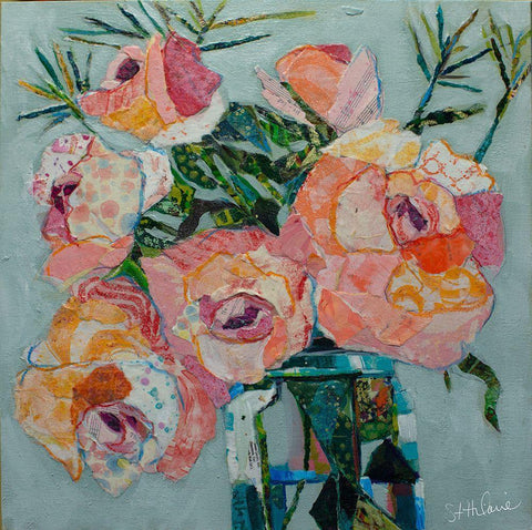 Pink Pearl White Modern Wood Framed Art Print with Double Matting by St Hilaire, Elizabeth