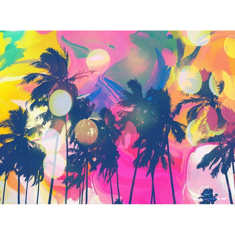 Tropical Palms Nature Magic II Black Modern Wood Framed Art Print with Double Matting by Orlov, Irena