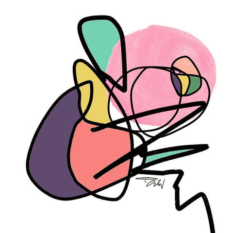 Shapes and Lines II Black Ornate Wood Framed Art Print with Double Matting by Orlov, Irena