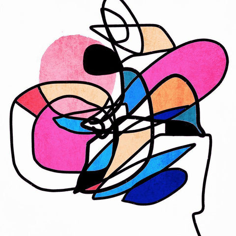 Shapes and Lines V White Modern Wood Framed Art Print by Orlov, Irena