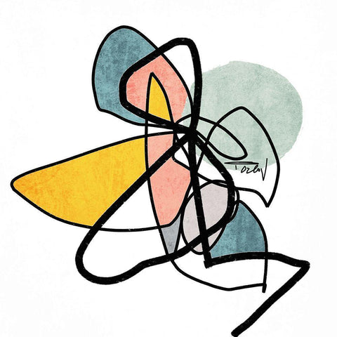 Shapes and Lines VI Black Modern Wood Framed Art Print by Orlov, Irena