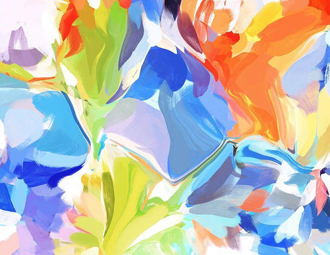 Color Burst Abstraction V White Modern Wood Framed Art Print with Double Matting by Orlov, Irena