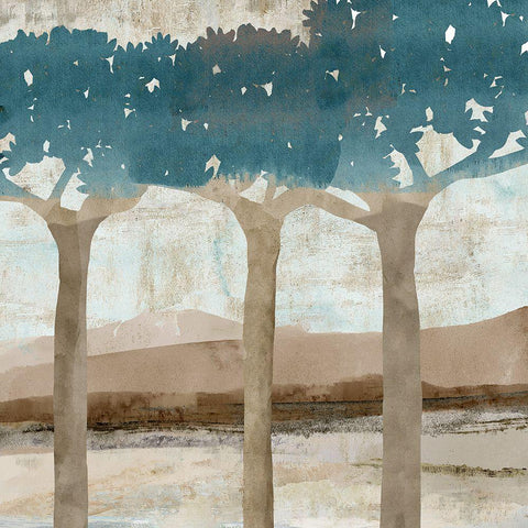 Trees at Dusk II White Modern Wood Framed Art Print with Double Matting by Kouta, Flora