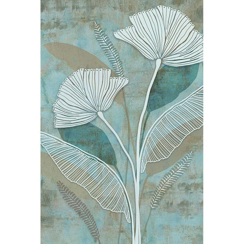 White Linear Floral II Gold Ornate Wood Framed Art Print with Double Matting by Kouta, Flora