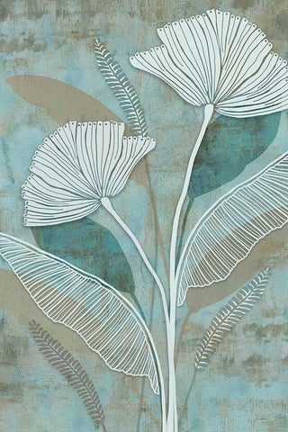 White Linear Floral II White Modern Wood Framed Art Print with Double Matting by Kouta, Flora