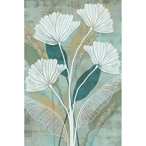 White Linear Floral III Black Modern Wood Framed Art Print by Kouta, Flora