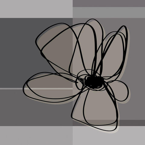 Greige November Flowers Black Modern Wood Framed Art Print with Double Matting by Haase, Andrea