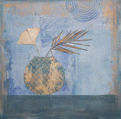 Oriental Floral Still White Modern Wood Framed Art Print with Double Matting by Haase, Andrea