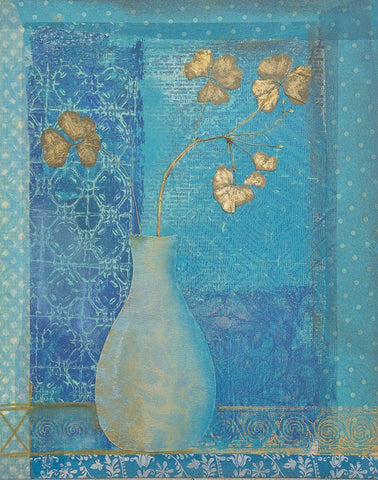 Blue Flower Dream White Modern Wood Framed Art Print with Double Matting by Haase, Andrea