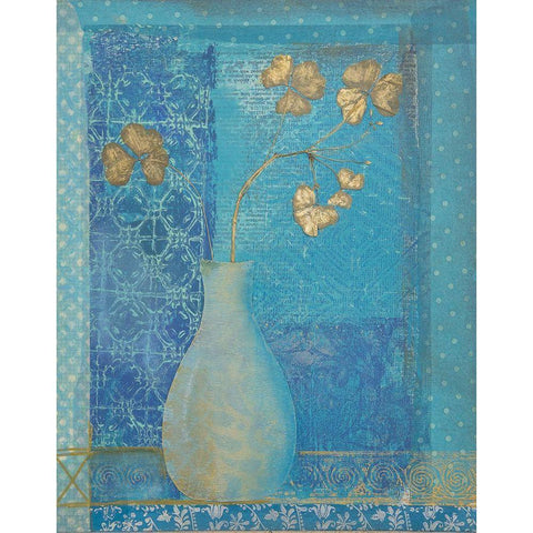 Blue Flower Dream Black Modern Wood Framed Art Print by Haase, Andrea