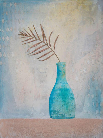 Palm Leaf Purity Black Ornate Wood Framed Art Print with Double Matting by Haase, Andrea