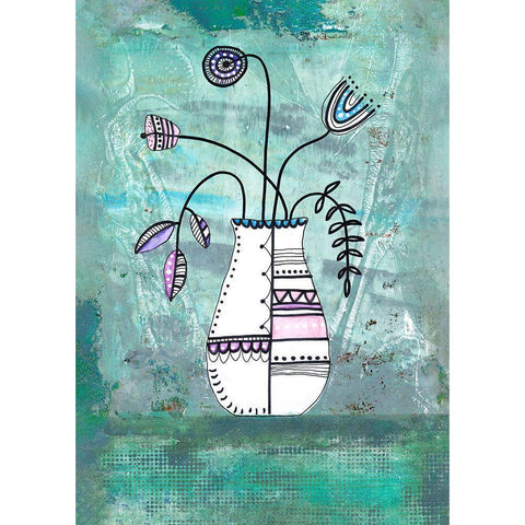 Happy Flowers White Modern Wood Framed Art Print by Haase, Andrea