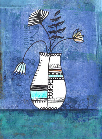 Flower Surprise White Modern Wood Framed Art Print with Double Matting by Haase, Andrea