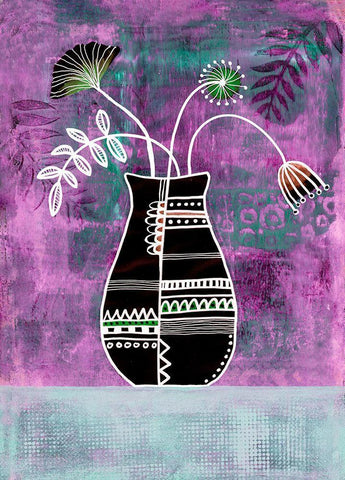 Floral Beauties I White Modern Wood Framed Art Print with Double Matting by Haase, Andrea