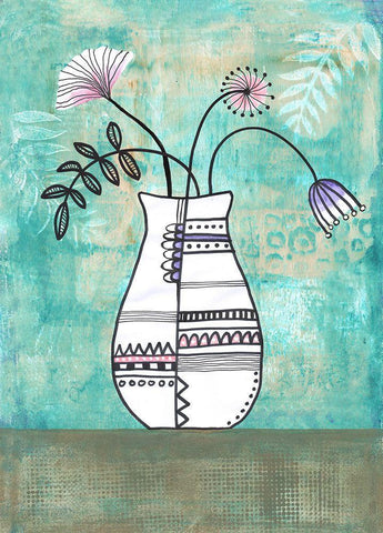 Floral Beauties II White Modern Wood Framed Art Print with Double Matting by Haase, Andrea