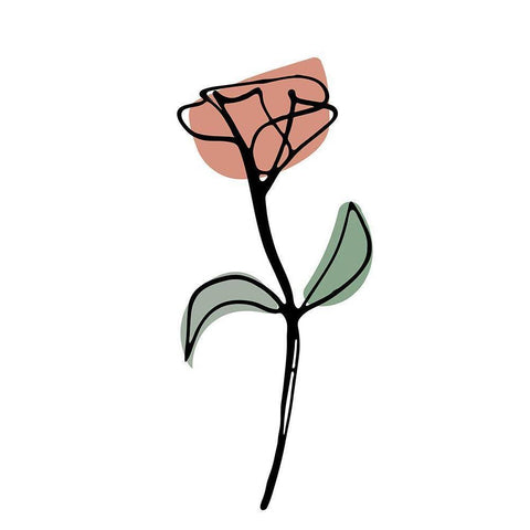 Minimal Rose Flower Black Modern Wood Framed Art Print with Double Matting by Haase, Andrea