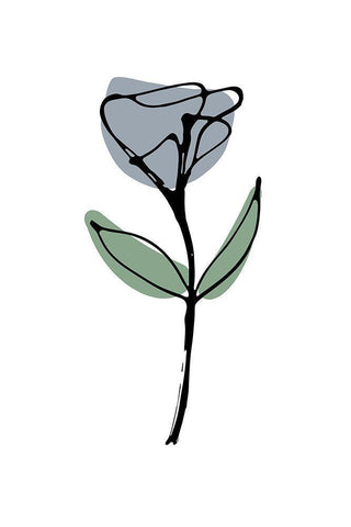 Minimal Blue Bell Flower Black Ornate Wood Framed Art Print with Double Matting by Haase, Andrea