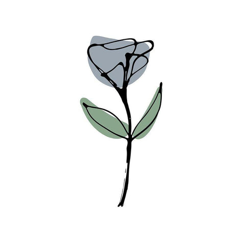 Minimal Blue Bell Flower White Modern Wood Framed Art Print by Haase, Andrea