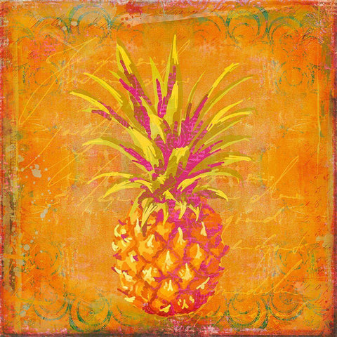 Sweet Pineapple White Modern Wood Framed Art Print with Double Matting by Haase, Andrea