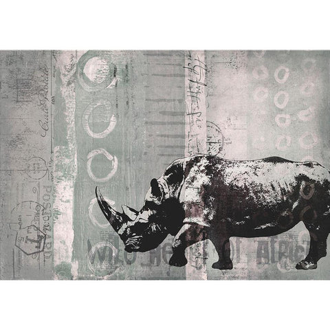 Rhino Wild Africa II Black Modern Wood Framed Art Print with Double Matting by Haase, Andrea