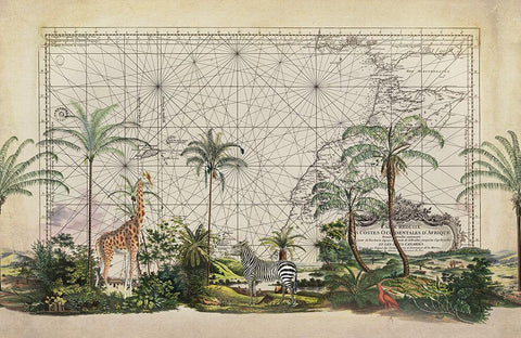 African Wildlife Black Ornate Wood Framed Art Print with Double Matting by Haase, Andrea