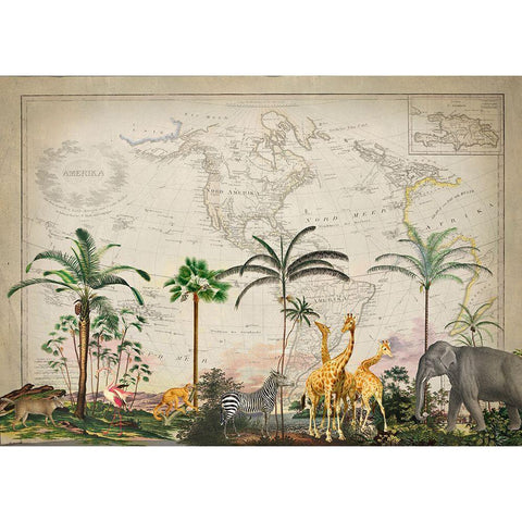 Wild Animals Paradise White Modern Wood Framed Art Print by Haase, Andrea