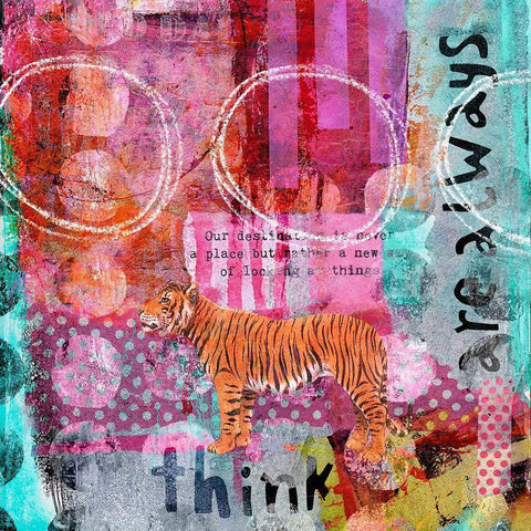 The Tigers Tale White Modern Wood Framed Art Print by Haase, Andrea