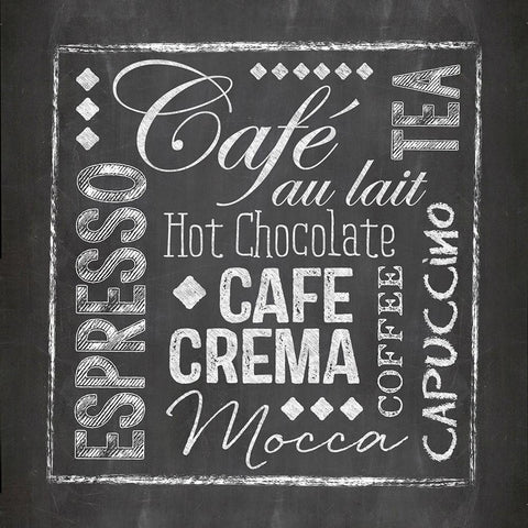 Coffee Chalkboard White Modern Wood Framed Art Print by Haase, Andrea