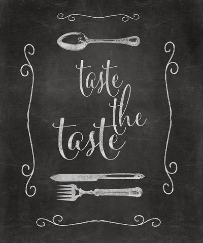 Chalkboard Taste the Taste Black Ornate Wood Framed Art Print with Double Matting by Haase, Andrea