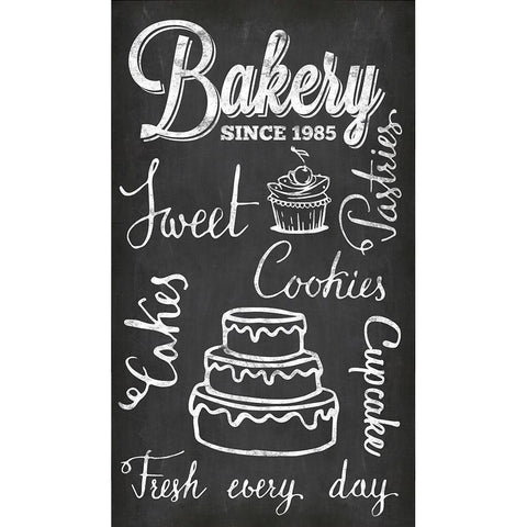 Chalkboard Fresh Bakery Black Modern Wood Framed Art Print with Double Matting by Haase, Andrea