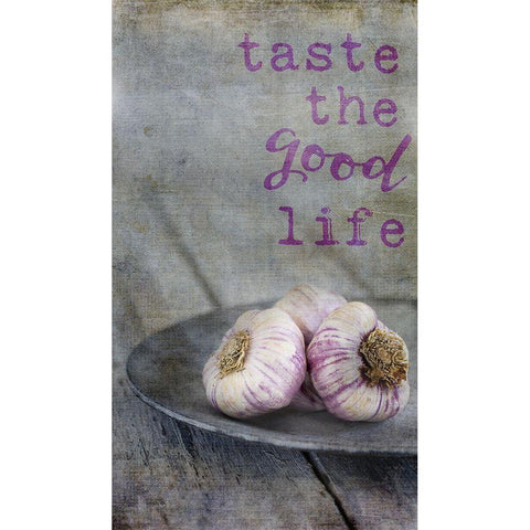 Kitchen Art Garlic Taste White Modern Wood Framed Art Print by Haase, Andrea