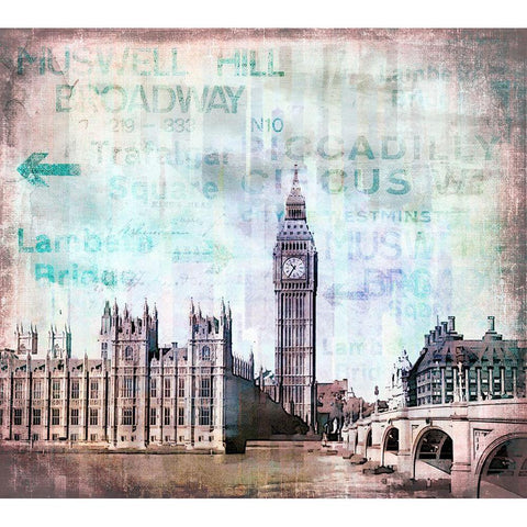 London View Black Modern Wood Framed Art Print with Double Matting by Haase, Andrea