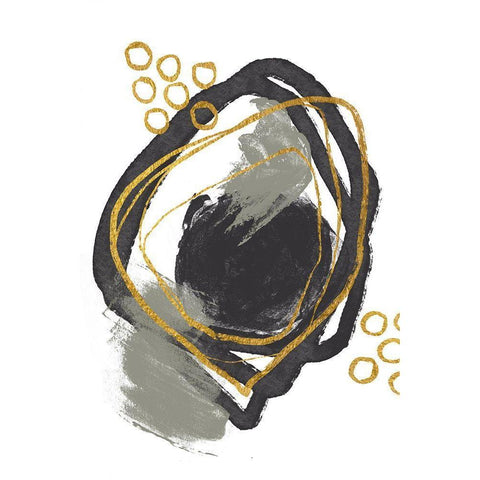 Gold Meets Neutrals I Black Modern Wood Framed Art Print by Haase, Andrea