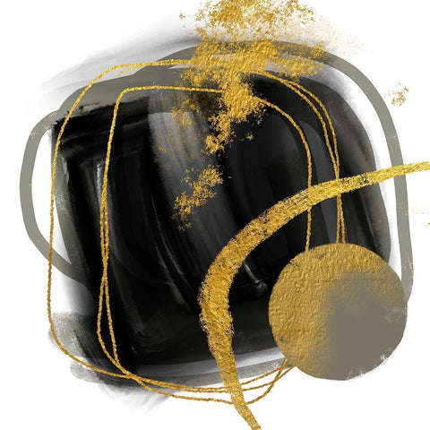 Gold Meets Neutrals VII Black Modern Wood Framed Art Print with Double Matting by Haase, Andrea