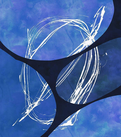 Indigo Lines I White Modern Wood Framed Art Print with Double Matting by Haase, Andrea