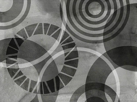 Layered Circles Black Ornate Wood Framed Art Print with Double Matting by Haase, Andrea