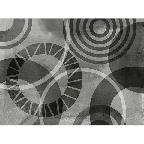 Layered Circles Black Modern Wood Framed Art Print with Double Matting by Haase, Andrea